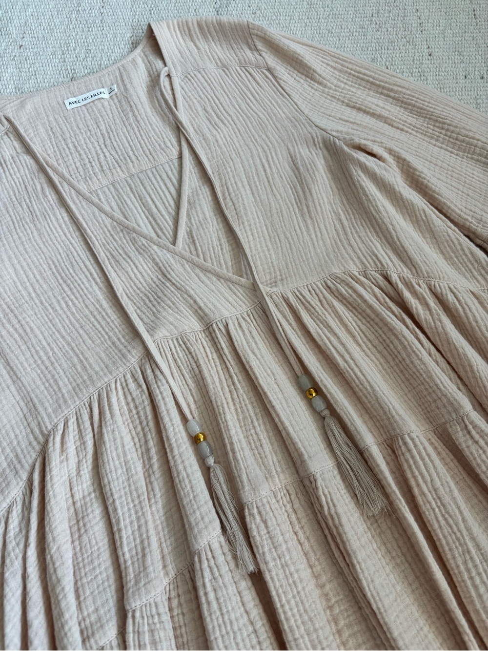 | Avec Les Filles | 100% Cotton Dress with Tassel Tie size Small - Picture 6 of 16